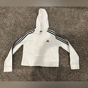 Girl’s Adidas White Hoodie with Black Accents